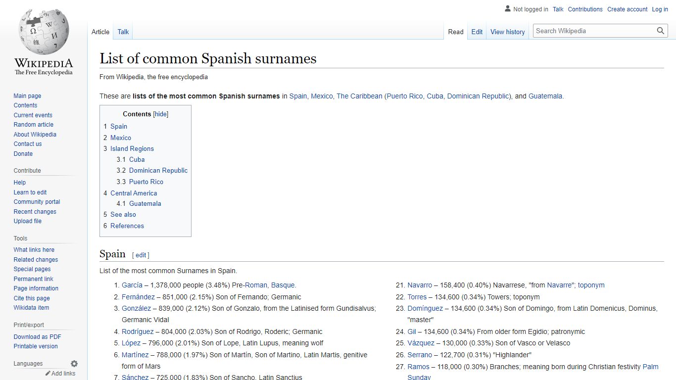 List of common Spanish surnames - Wikipedia